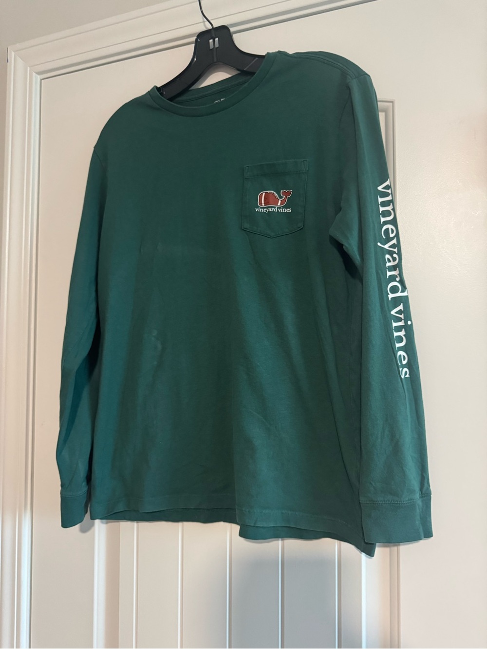 Vineyard Vines Kids Long-Sleeve Pocket Tee in Forest Green